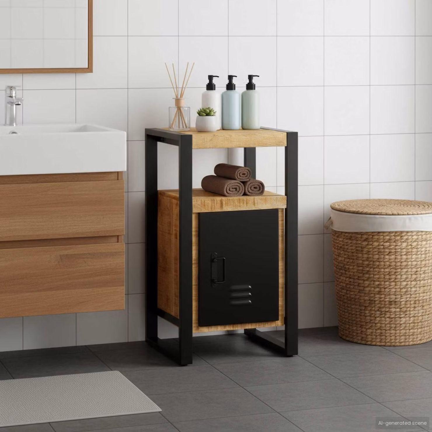 Mobile da bagno vidaXL in legno di mango massello marrone L: 40 cm, P: 35 cm, H: 75 cm