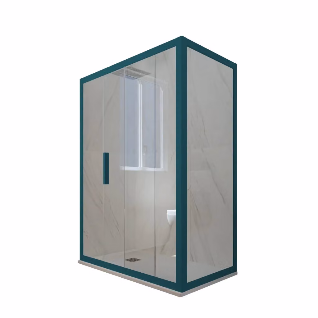 Box doccia scorrevole rettangolare FORTE mod. Deco Duo con vetro trasparente e profilo Verde Night Watch L 90 cm, P 130 cm, H 200 cm – 2