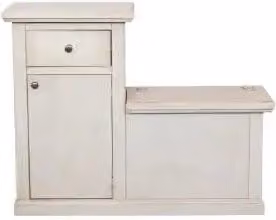 Cassapanca in legno arte povera mod scalino con 1 anta colore bianco anticato