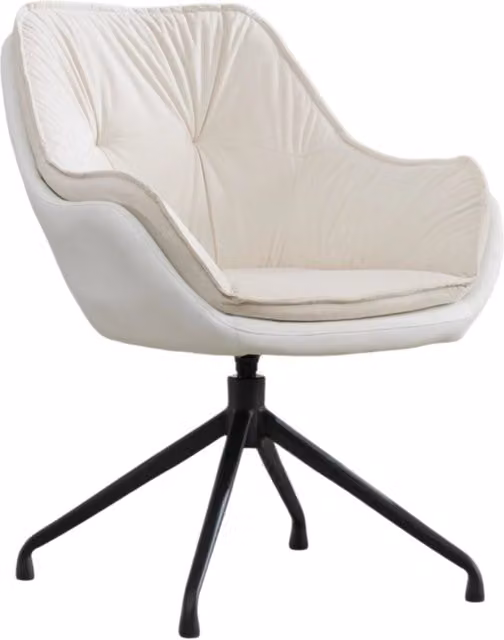 Sedia da ufficio girevole moderna in similpelle beige con ritorno automatico e struttura in metallo