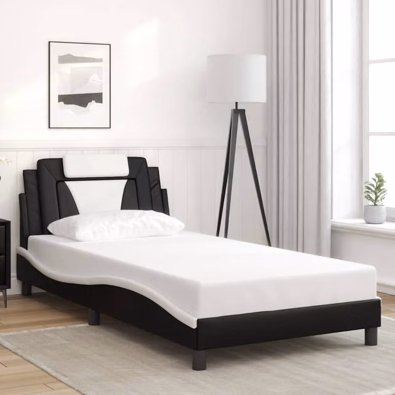 vidaXL Giroletto Viana senza Materasso in Similpelle Nero e Bianco L/P/H: 200 x 100 x 74,5 cm