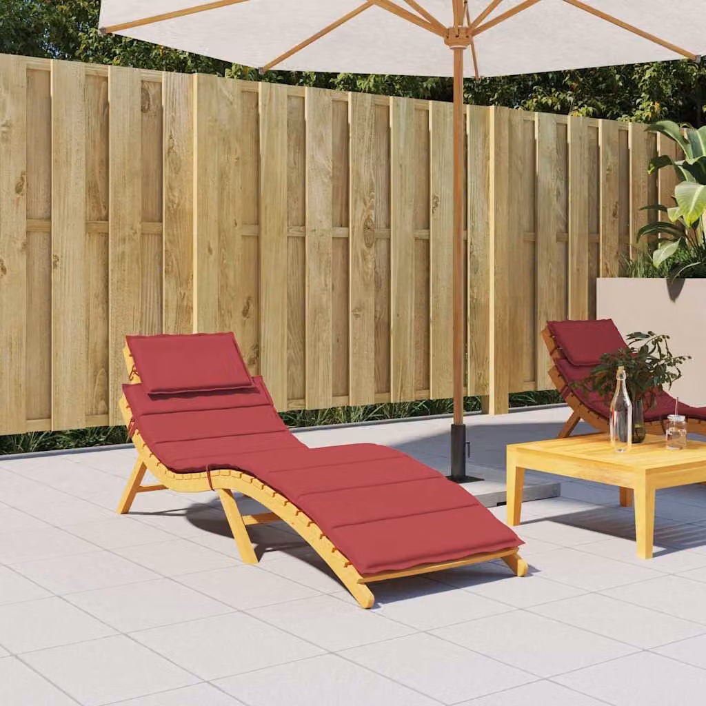 vidaXL Cuscino per Lettino Rosso in Tessuto Oxford Idrorepellente e Traspirante L/P/H: 186 x 58 x 4 cm