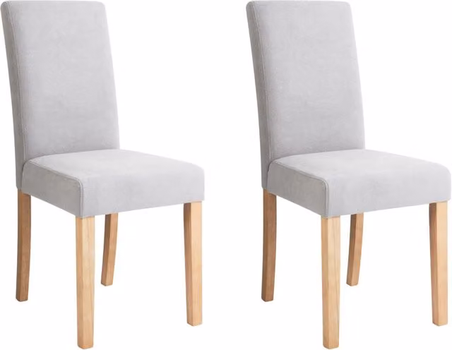 Set di 2 Sedie da Pranzo Beliani in Tessuto Grigio con Gambe in Legno di Pino Olio Stile Scandinavo L/P/H: 46 x 59 x 93 cm