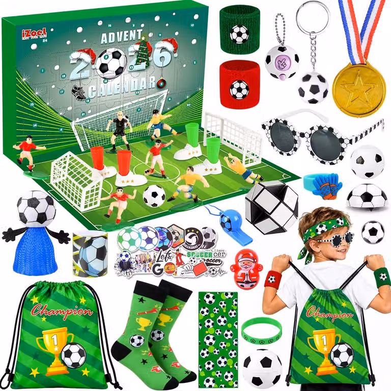 Calendario dell'Avvento a tema calcistico. Calendario natalizio per appassionati di calcio. Regalo per gli amanti del calcio