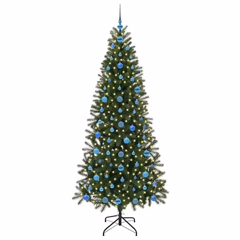 Albero di Natale artificiale moderno vidaXL verde con 300 LED luce bianca calda in PE e PVC, Altezza: 210 cm – 2