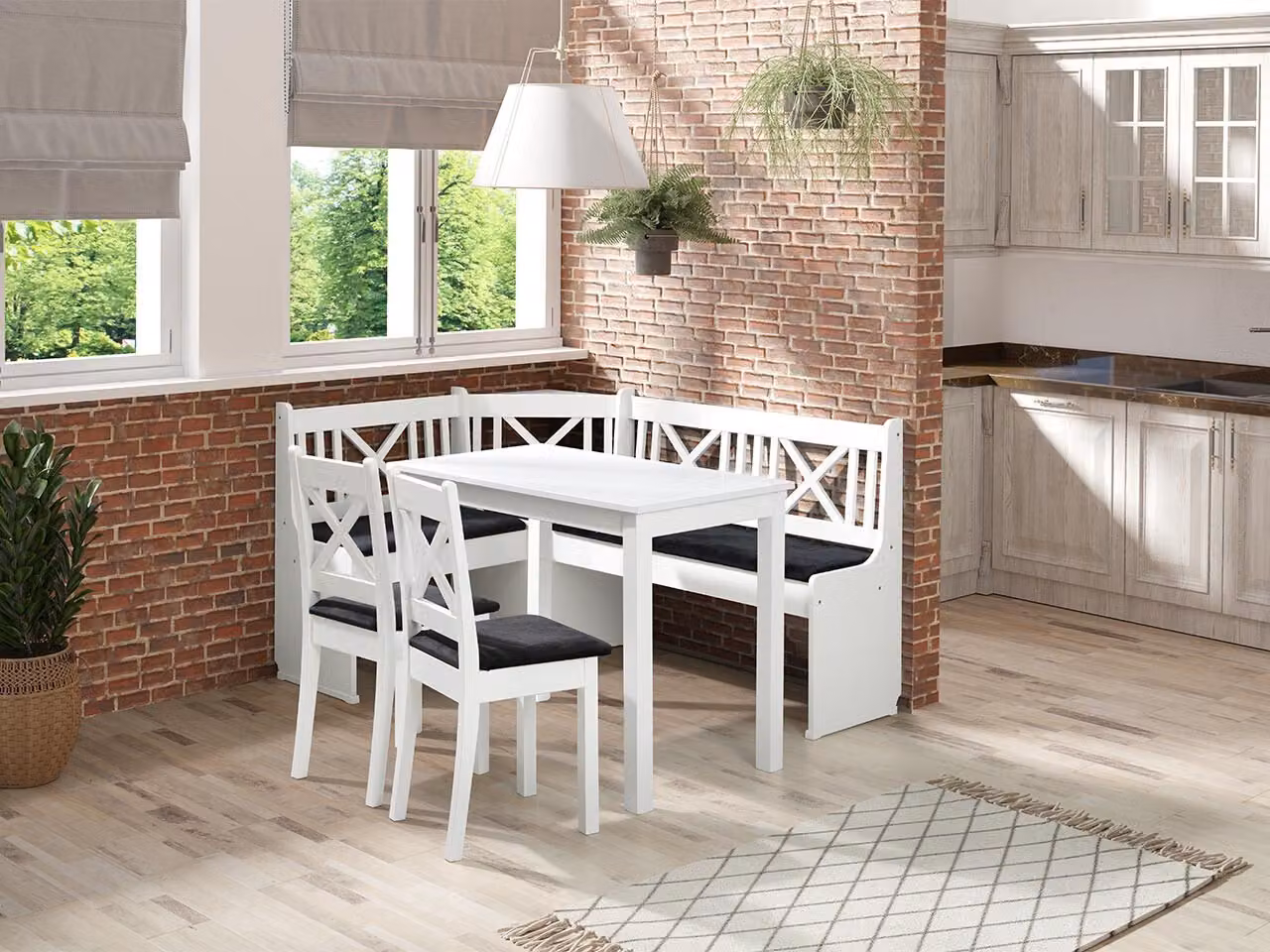 Set da pranzo ad angolo SELM 2 - bianco / grigio