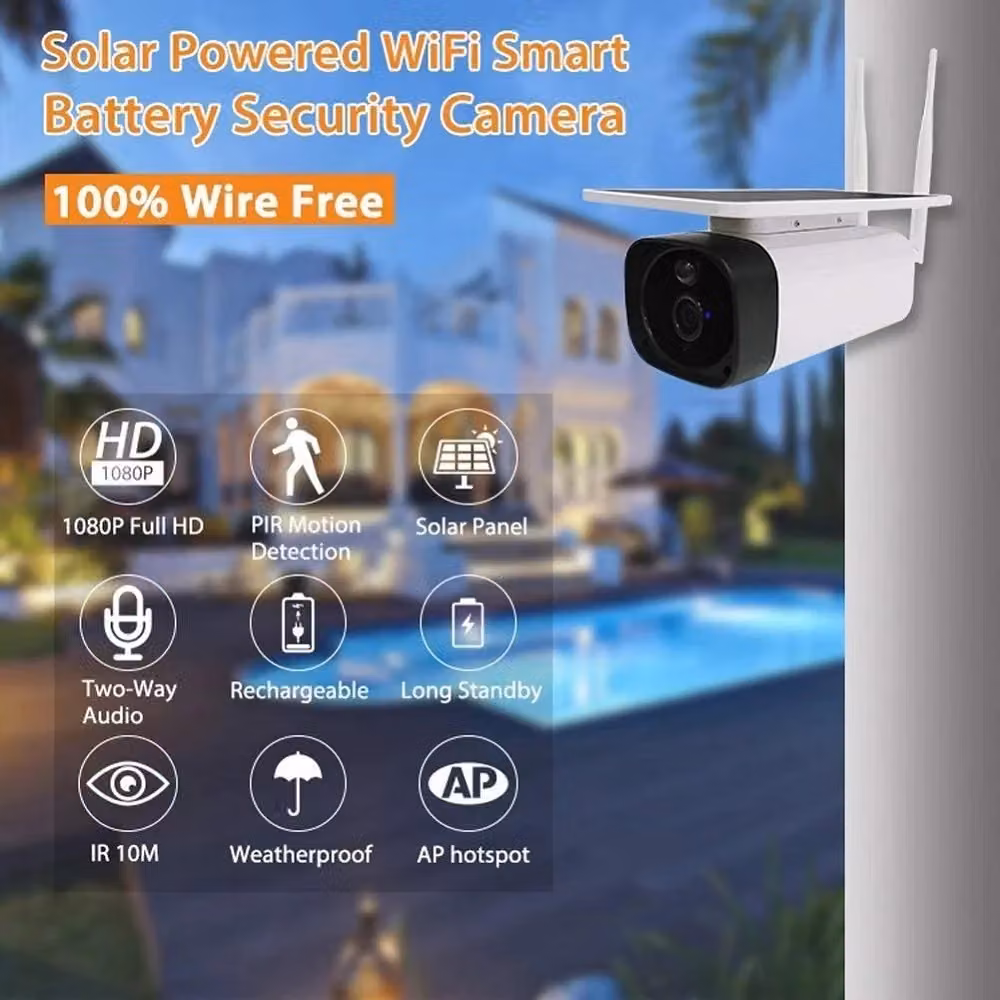 Telecamera di sorveglianza CCTV Trade Shop Traesio 1080p con pannello solare, Wifi e visione notturna, colore bianco – 2