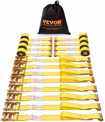 VEVOR Confezione da 8 cinghie di ancoraggio a cricchetto 2,36 T 0,05 x 4,6 m per carichi pesanti