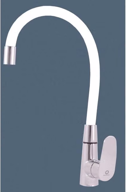 Miscelatore flessibile per lavello AMUR in ottone cromato bianco con tecnologia memory foam – 1