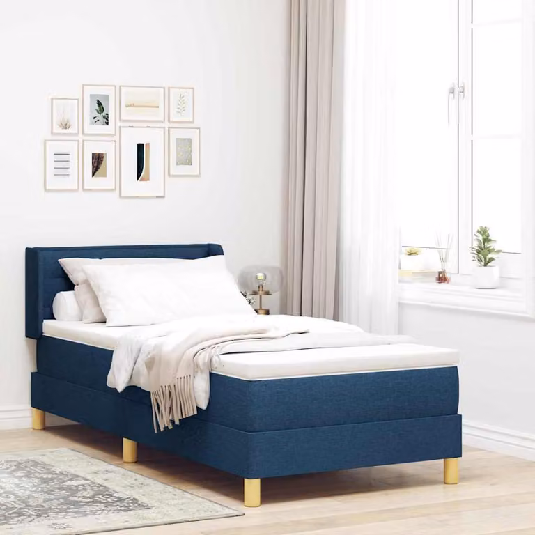 Maison Exclusive - Letto boxspring con materasso e testiera blu 200 x 100 cm Tessuto