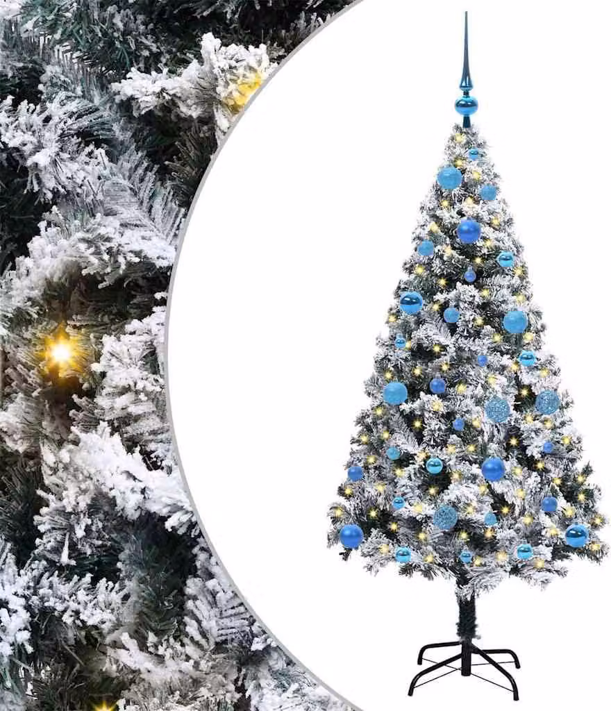 Albero di Natale artificiale con 150 LED con supporto bianco 150 cm