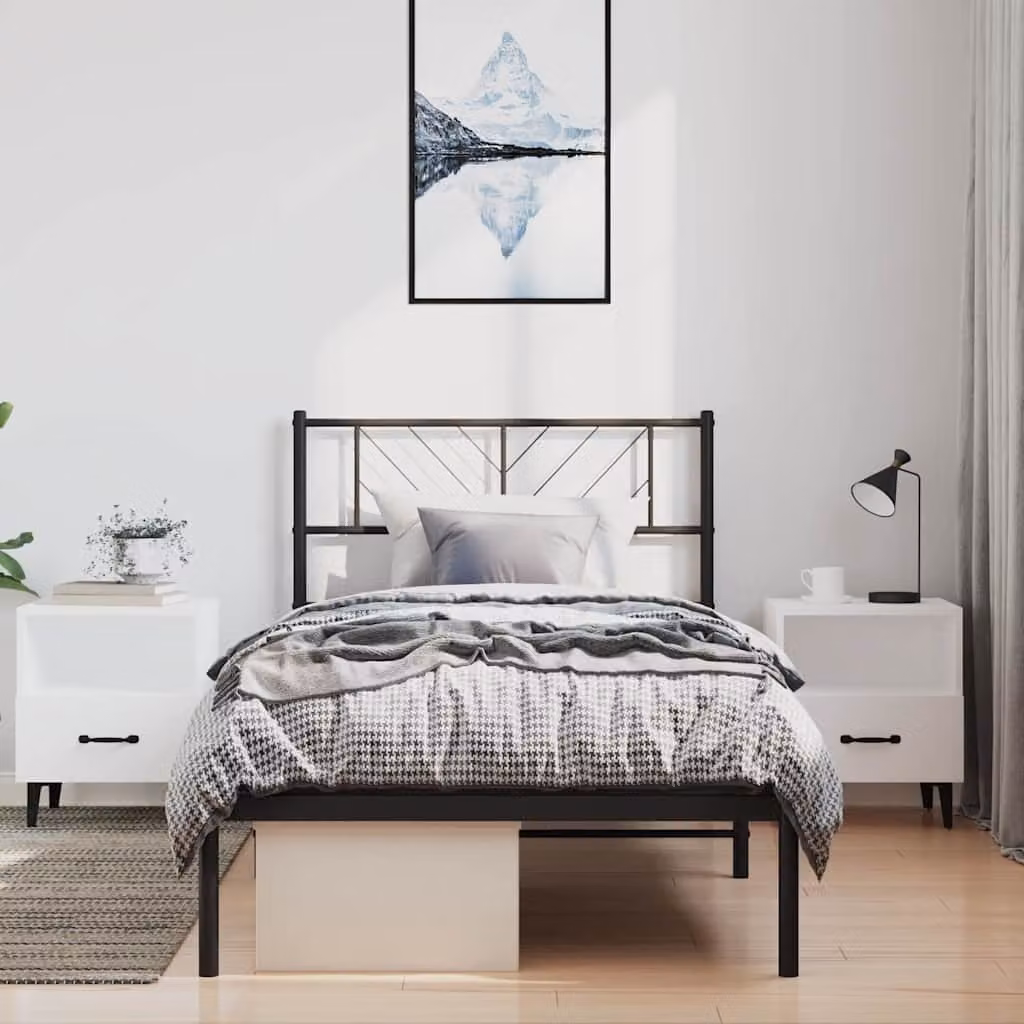 vidaXL Giroletto con Testiera in Metallo Nero L: 90 cm, P: 190 cm
