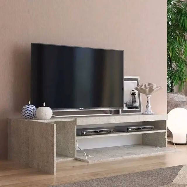 Porta TV DAIQUIRI Web Forniture in stile moderno colore cemento con 1 anta e anta ribalta L: 150 cm, P: 40 cm, H: 36,5 cm