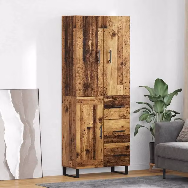 Set di 2 credenze moderne vidaXL in legno e metallo color marrone L: 69,5 cm, P: 34 cm, H: 180 cm – 1
