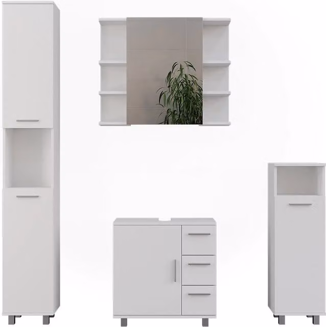 Set di mobili da bagno Ilias Bianco 4 pezzi Vicco