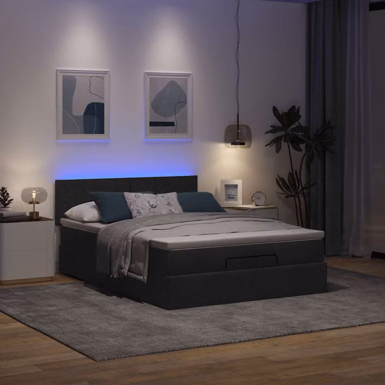Maison Exclusive - Pouf Letto con Materasso e LED Nero 140x200 cm in Tessuto