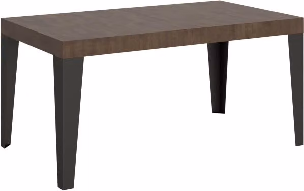 Tavolo allungabile moderno Itamoby Flame con telaio in metallo antracite e piano noce, L/P/H: 160 x 90 x 77 cm (estendibile fino a 264 cm)