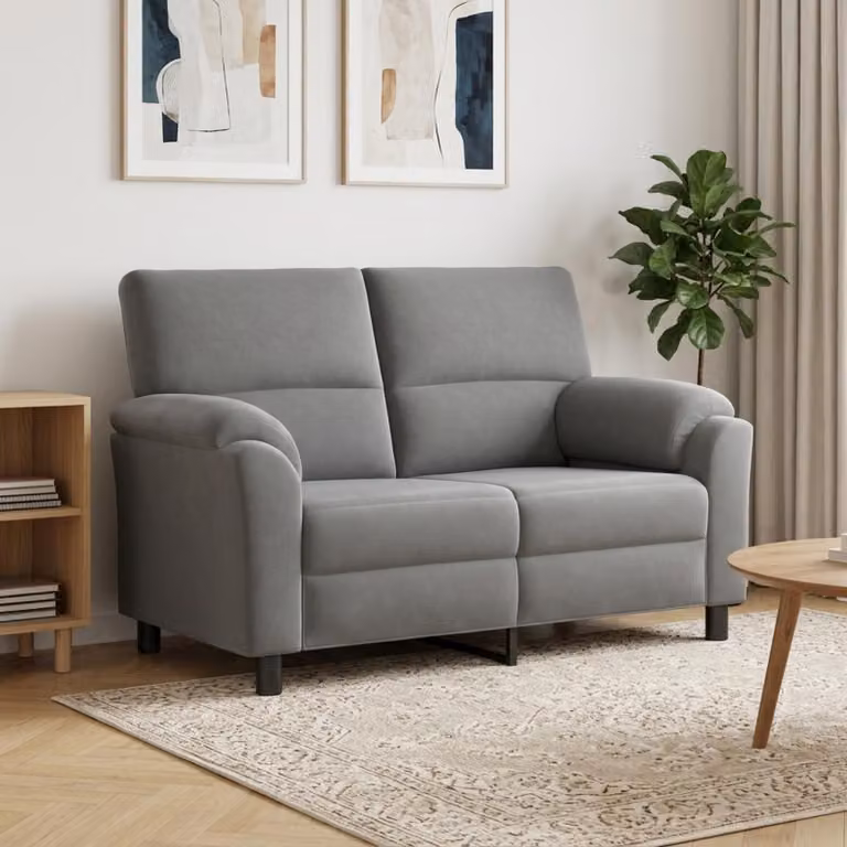 Divano moderno vidaXL in velluto grigio scuro con struttura in metallo L: 154 cm, P: 85 cm, H: 93 cm