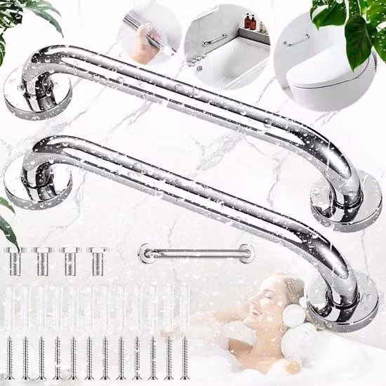 Maniglie per bagno, set da 2 pezzi, bianco