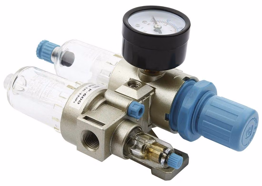 Separatore d'acqua e olio ad aria compressa, riduttore di pressione per compressore, filtro regolatore con manometro 1/4 " P600