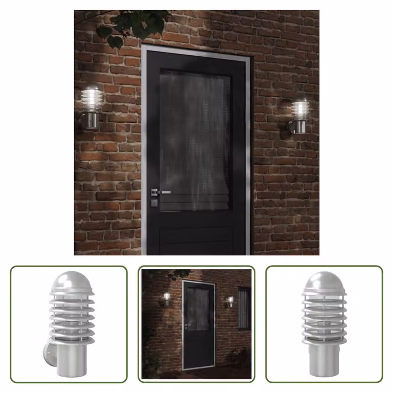 The Living Store Applique da esterno in acciaio inox argento