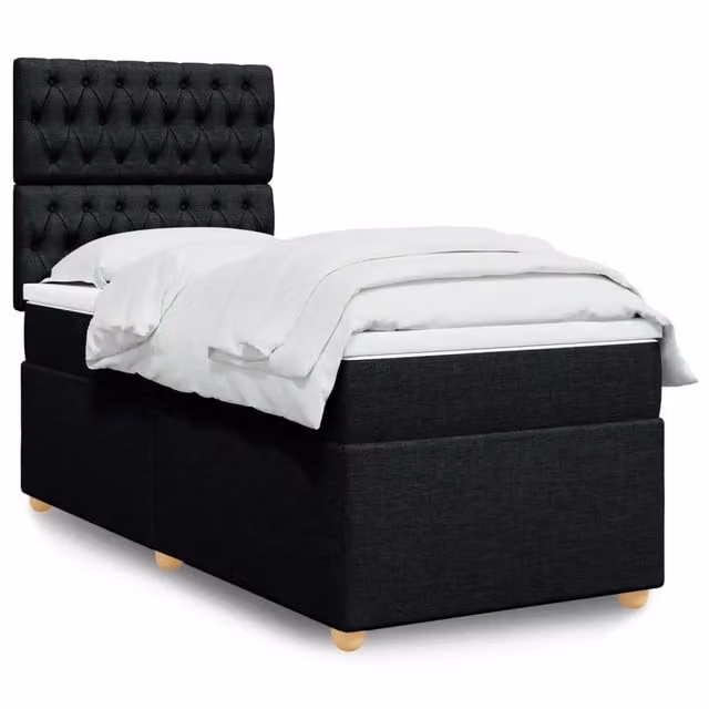 Giroletto a Molle con Materasso Nero 90x200 cm in Tessuto 3293472