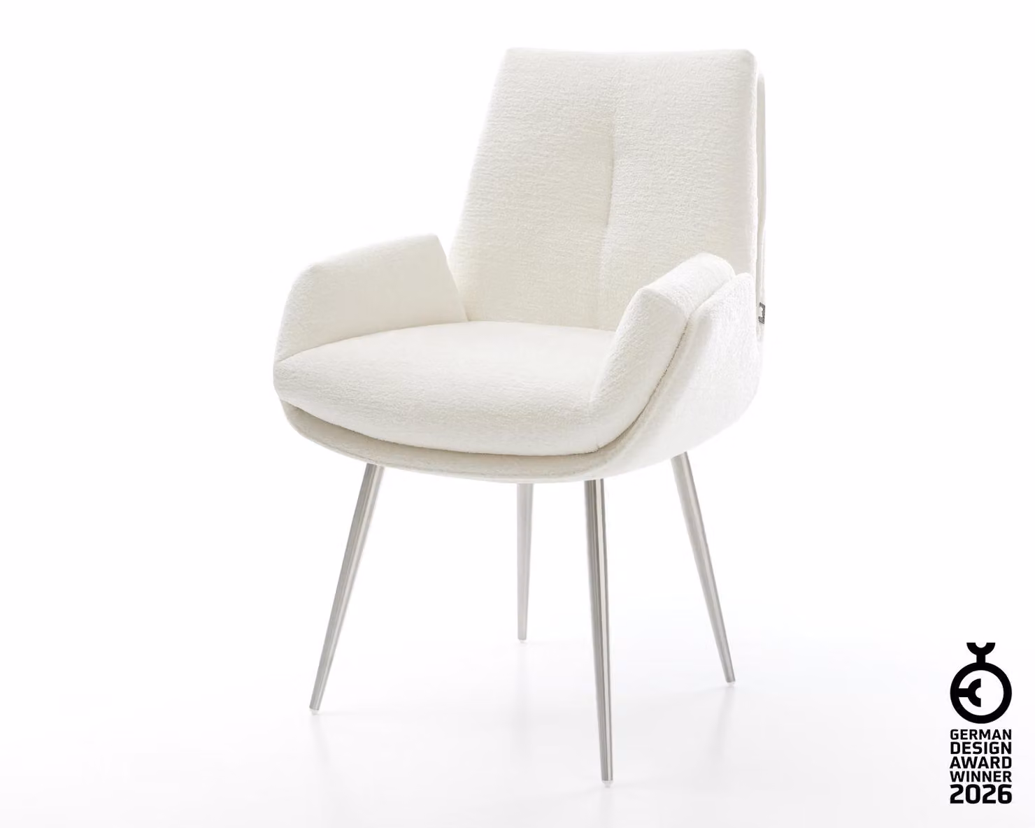 DELIFE Sedia da pranzo Clea-Flex Bouclé Soft Beige Sedia da pranzo Clea-Flex Bouclé Soft Beige 4 piedi conici in acciaio inox