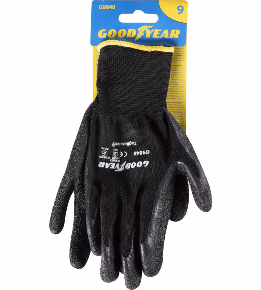 Guanti in lattice e poliestere mod.G9840 taglia 9 nero Lavoro