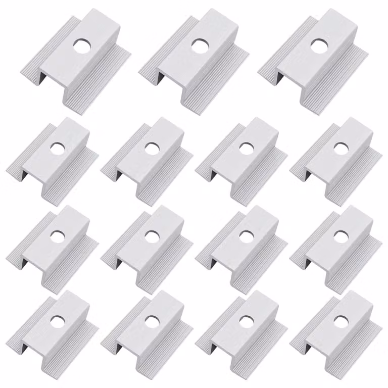 15 morsetti centrali in alluminio per moduli solari, altezza del modulo da 30 a 50 mm