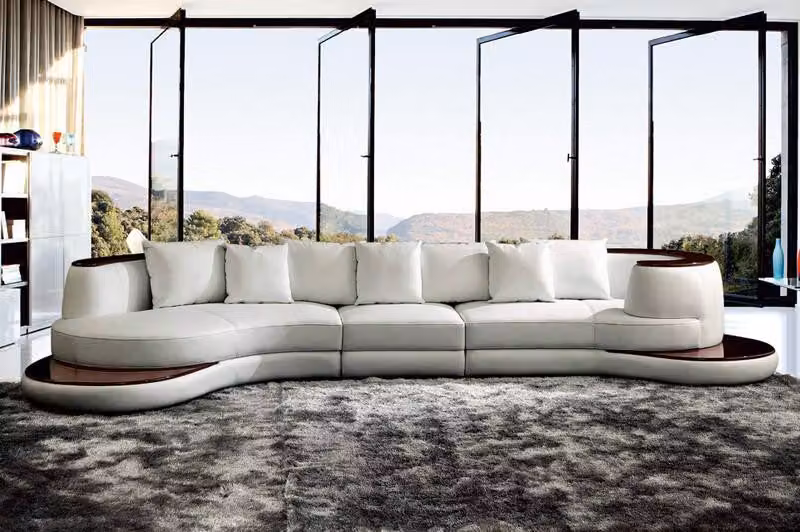 Leder Sofa Ecksofa Wohnlandschaft Rund Couch Sitz Polster Garnitur Rundsofa