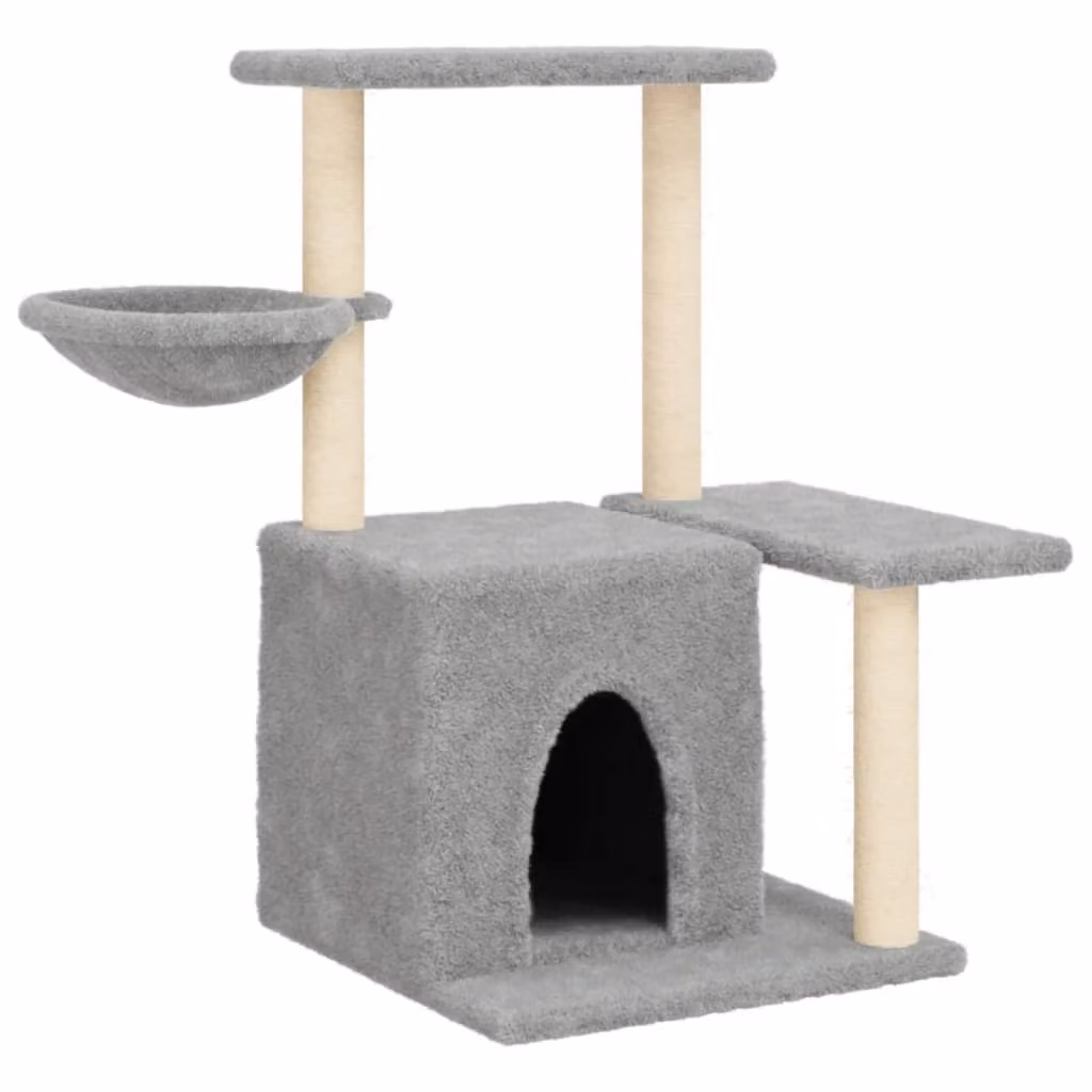 Albero per Gatti con Tiragraffi in Sisal Grigio Chiaro 83 cm