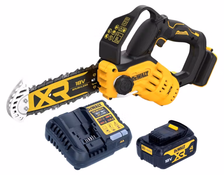 Sega per potatura a batteria DeWalt DCMPS 520 M1 18 V 20 cm senza spazzole + 1x batteria 4,0 Ah + caricabatterie