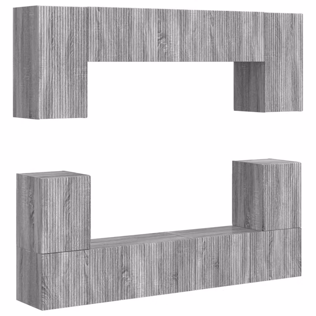 Set mobile TV moderno vidaXL da 5 pezzi in legno MDF Grigio Sonoma opaco – 2
