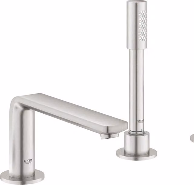 Rubinetto per vasca a leva singola Grohe Lineare con getto laminare cristallino e beccuccio orientabile in acciaio spazzolato grigio argento