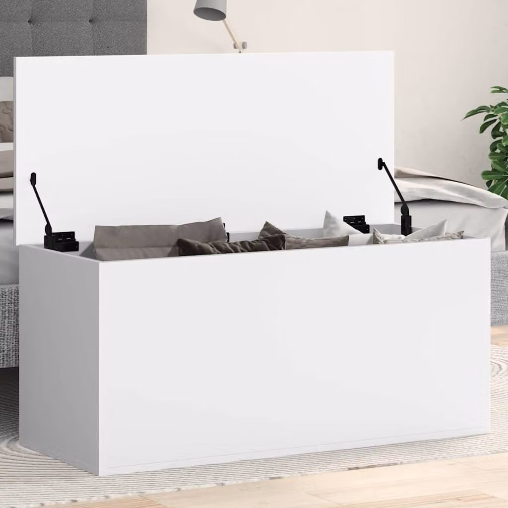 vidaXL Contenitore Portaoggetti Bianco in Legno Multistrato e MDF L: 100 cm, P: 42 cm, H: 46 cm