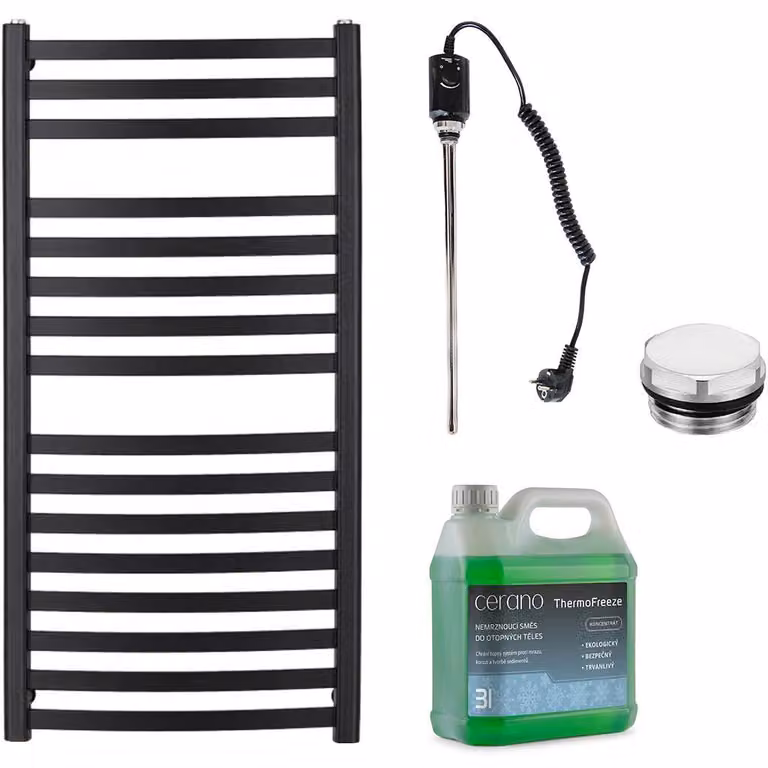 Set di radiatori elettrici da bagno Paolo - 600W - nero opaco - 1090x550 mm