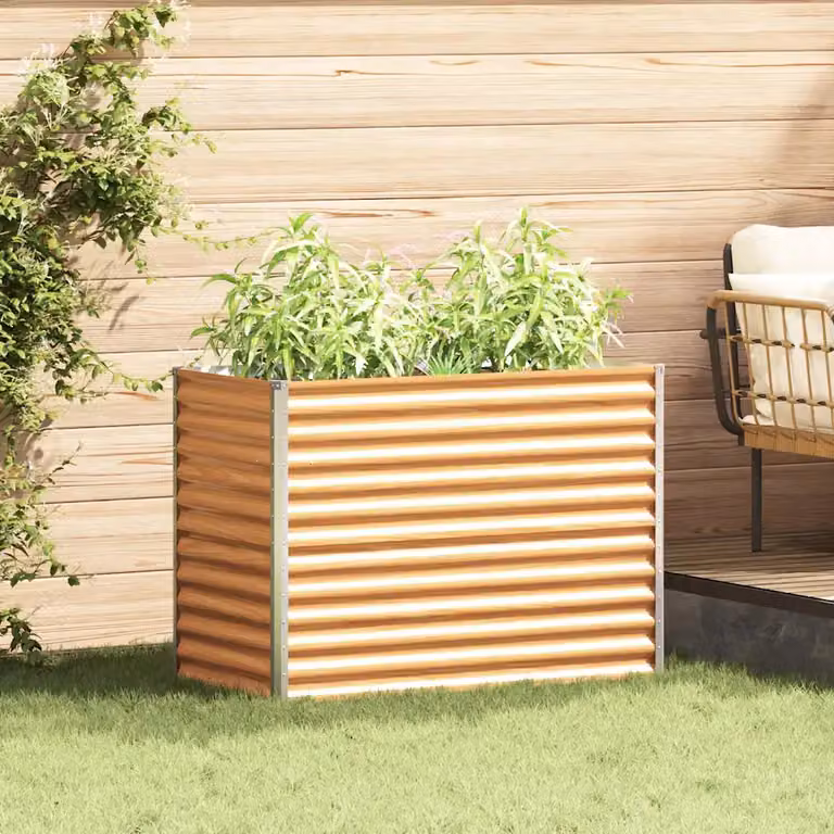 Letto rialzato da giardino vidaXL in acciaio galvanizzato Marrone, L: 98 cm, P: 50 cm, H: 68 cm