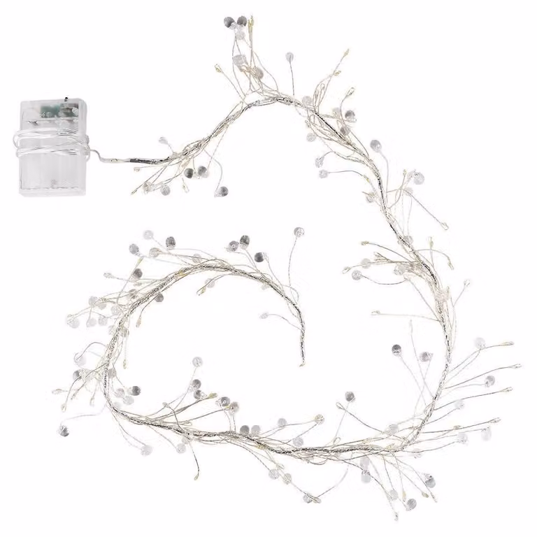 Catena luminosa a LED con cristalli a goccia, 80 LED bianco caldo, timer, 200 cm