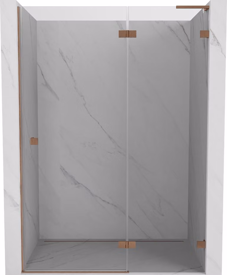Mexen Lunar L porta doccia a battente destra 130 cm, trasparente, rame spazzolato - 834L-130-000-65-00-P