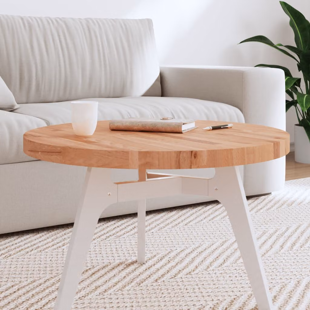 Piano per tavolo rotondo vidaXL in legno di faggio laccato marrone Ø 70 cm x 4 cm