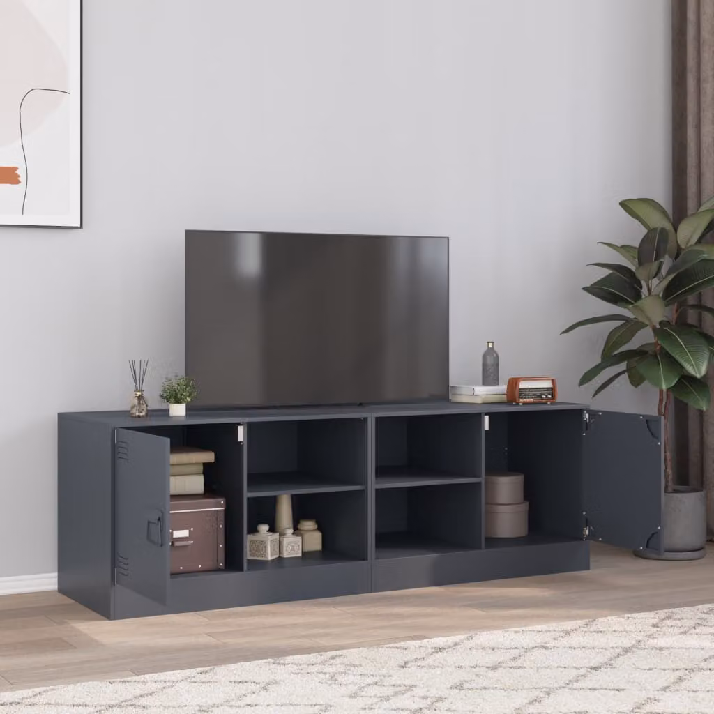 Set di 2 mobili TV moderni vidaXL in acciaio color antracite L 67 cm x P 39 cm x H 44 cm