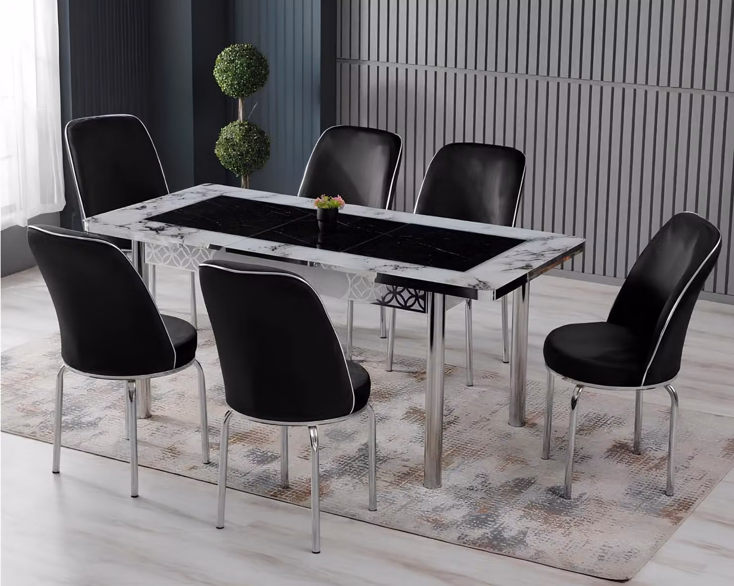 Tavoli da pranzo, set da pranzo, sedie, nuovi, in marmo, rettangolari, design moderno