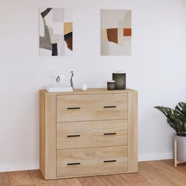 Credenza Buffet da cucina Design Mania in legno color rovere, modello moderno a parete, L: 80 cm, P: 33 cm, H: 70 cm