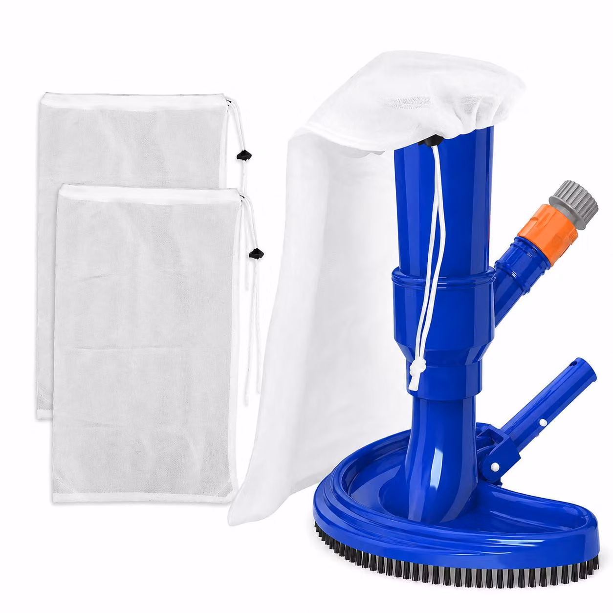Aspirapolvere per piscine da 400g con testina spazzola da 25,7 cm, pulitore per piscine con tubo da giardino e 3 sacchetti filtranti - OVERBAGSPOOL