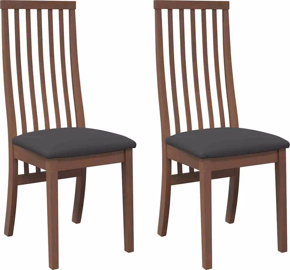 Sedie da Pranzo con Cuscini 2pz Marrone Legno Massello di Hevea