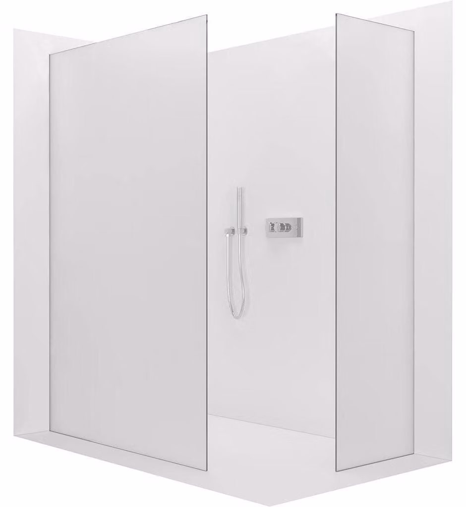 CERANO - Box doccia Walk-in Crystal T L/P - 8 mm - sistema senza montanti - cromo, vetro smerigliato - 150x100x200 cm