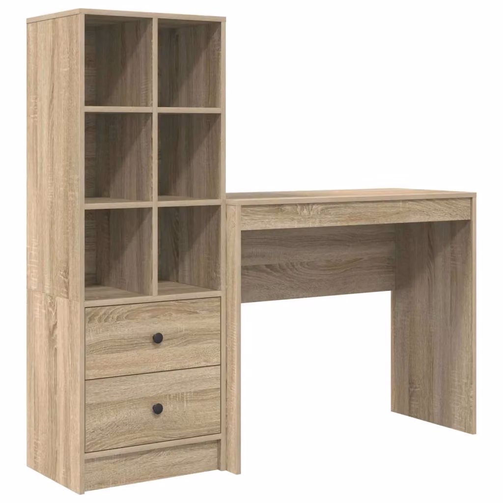 Scrivania moderna con scaffale vidaXL in MDF laminato marrone L: 135,5 cm, P: 40 cm, H: 127 cm – 2