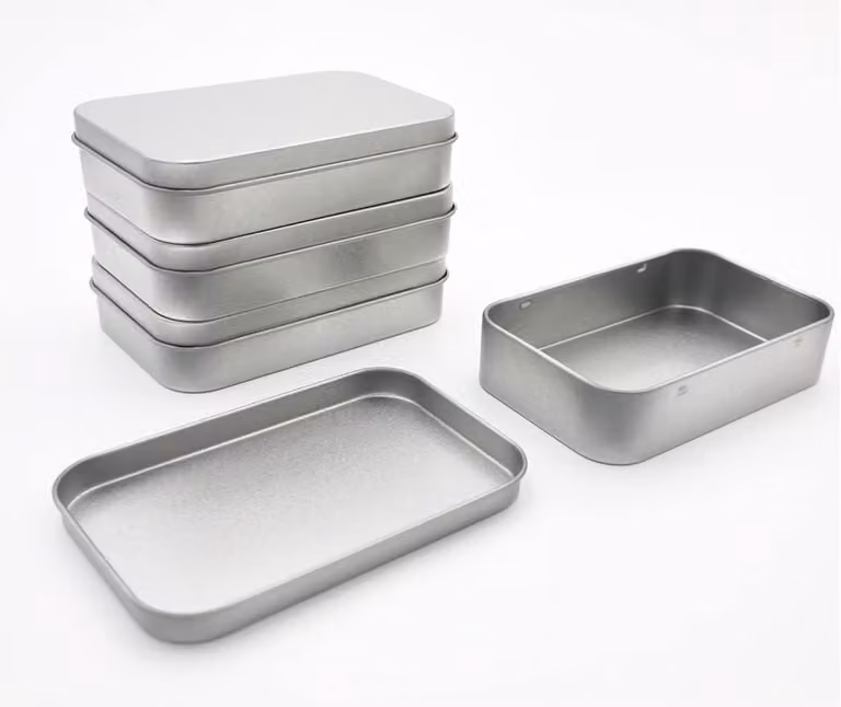 Contenitore in metallo, mini, portatile, 9,5x6x2 cm, con coperchio, per piccoli oggetti
