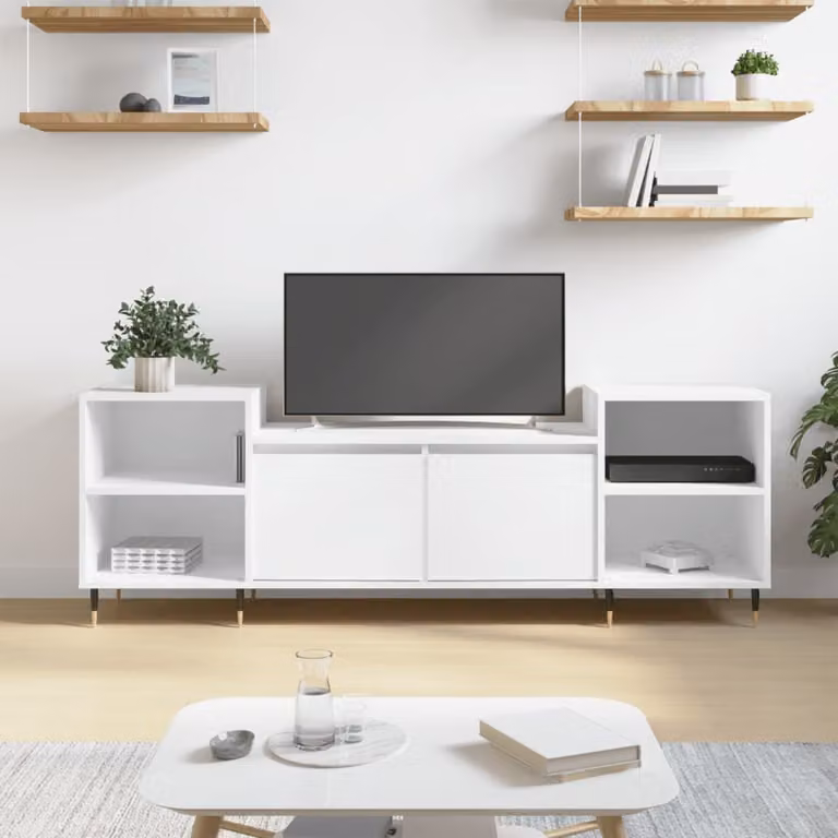vidaXL Mobile Porta TV Moderno Bianco con Ruote L/P/H: 160 x 35 x 55 cm