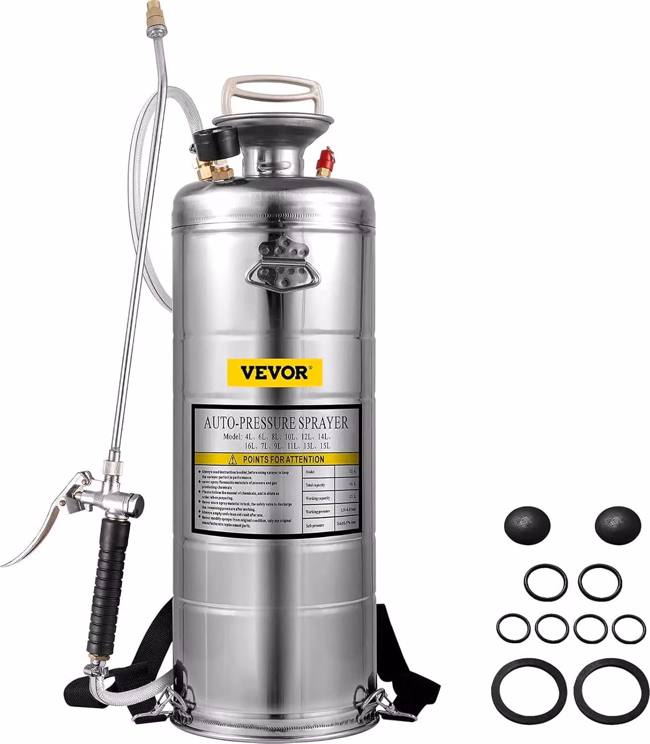 Irroratore da giardino - 12L - Nebulizzatore a ultrasuoni - Acciaio inox - Nebulizzatore - Adatto per giardino casa veicoli turistici veicoli specializzati - Argento